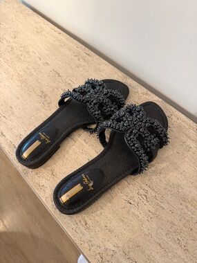Sam Edelman Black Beaded Slide Sandals